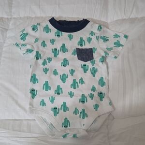 Gymboree Green Cactus Print Bodysuit with Blue Pocket